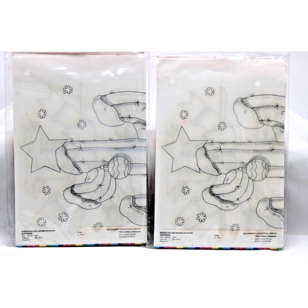 Pre-Shaded Christmas Transfers Lot Of 4 NEW DIZZLE Cactus Reindeer Bunny VTG NEW - Picture 8 of 9